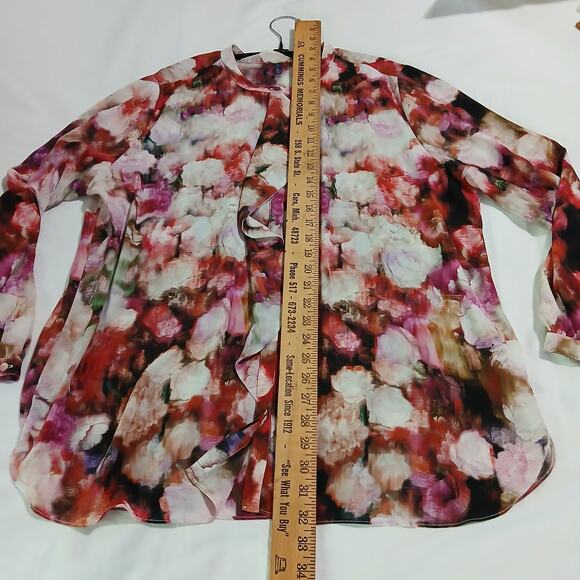 NYDJ Not your Daughters Jeans XL Abstract Floral Long-Sleeved blouse ruffle - Picture 12 of 16